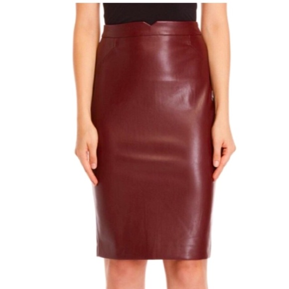Philosophy Dresses & Skirts - Philosophy faux leather Burgundy pencil skirt